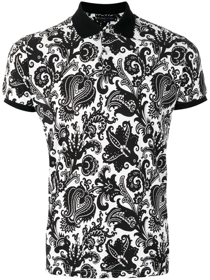 Etro - Paisley Print Polo Shirt - Men - Cotton - Xl, Black, Cotton