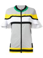 No Ka' Oi - Nuha Frill Trim Sports Jacket - Women - Polyamide/spandex/elastane - Xs, Grey