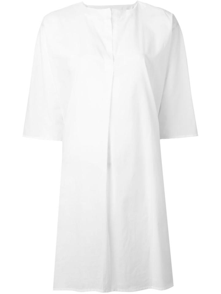 Daniela Gregis Three-quarter Sleeve Shift Dress, Women's, Size: I, White, Cotton