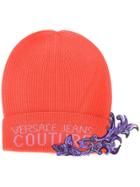 Versace Jeans Couture Logo Embroidered Beanie Hat - Orange