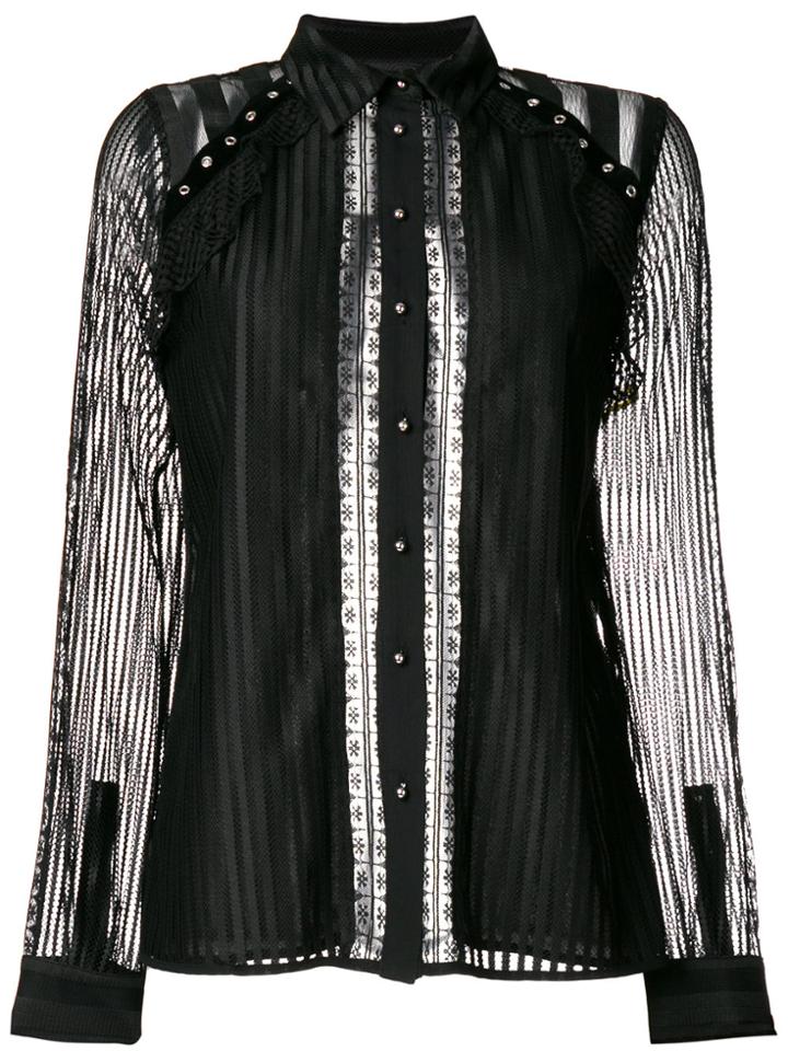 Just Cavalli Sheer Striped Blouse - Black