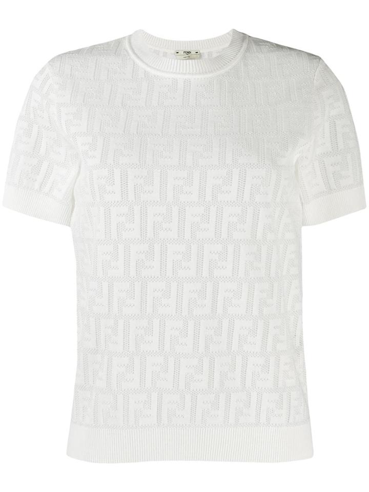 Fendi Ff Motif Knit Top - White