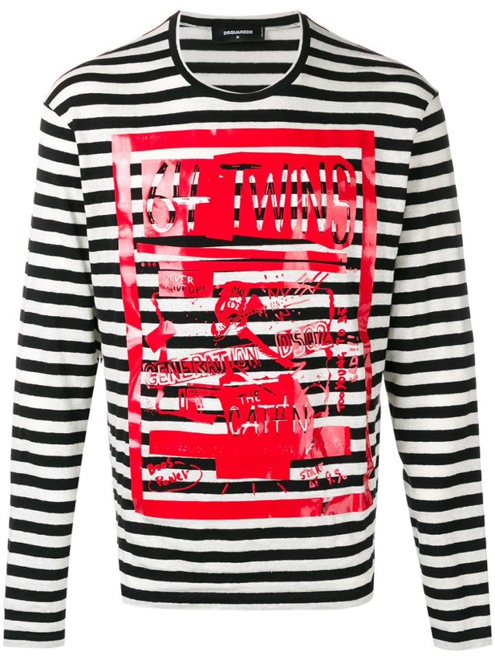 Dsquared2 '64 Twins' Striped Sweatshirt - Black