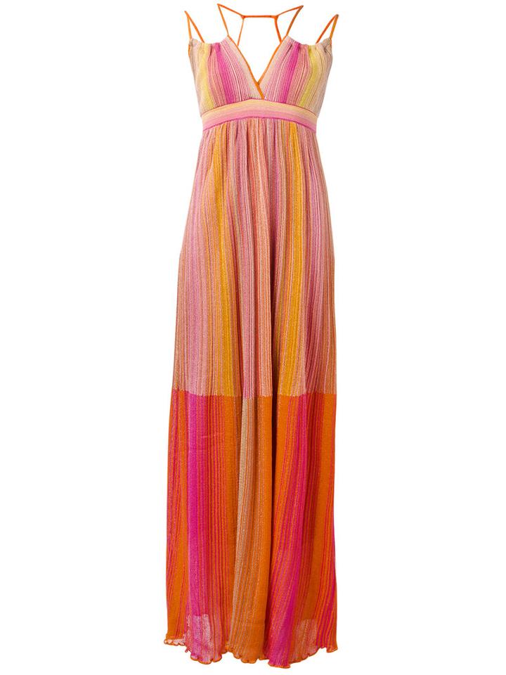 M Missoni Striped Maxi Dress, Women's, Size: 38, Yellow/orange, Viscose/polyamide/metallic Fibre/polyester