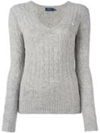Polo Ralph Lauren Cable Knit Jumper, Women's, Size: Large, Grey, Cashmere/merino
