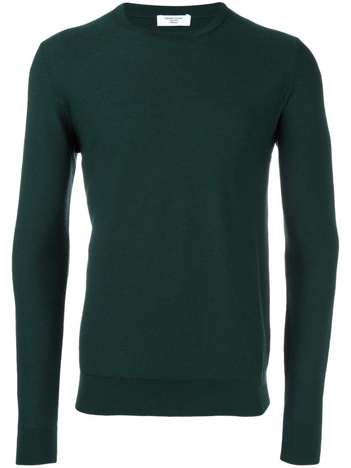 Fashion Clinic Classic Crew Neck Jumper, Men's, Size: 46, Green, Wool