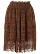 Ermanno Scervino Plissé Pleated Lace Skirt, Women's, Size: 40, Brown, Silk/polyamide/polyester/viscose