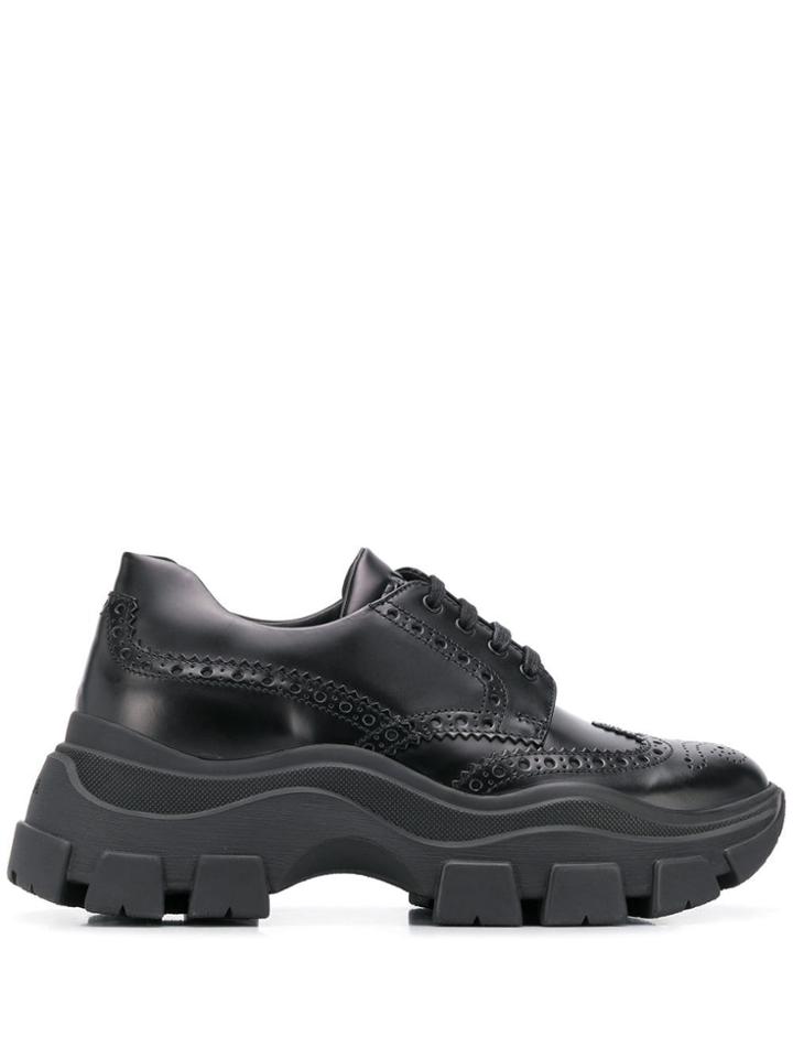 Prada Brogue Effect Low-top Sneakers - Black