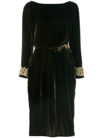 Rhea Costa Embellished Cuff Velvet Dress - Green