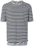Wooster + Lardini Striped T-shirt, Men's, Size: Large, White, Cotton
