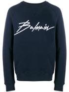 Balmain Logo Printed Sweatshirt - Blue