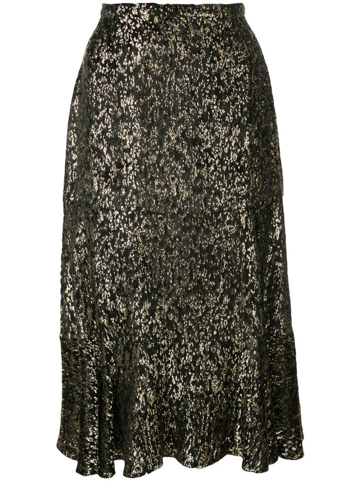 Altuzarra Clementine Ruffled Metallic Skirt - Black