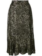 Altuzarra Clementine Ruffled Metallic Skirt - Black