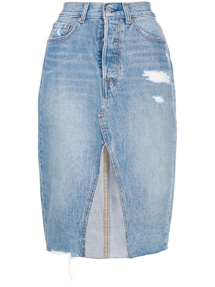 Levi's Front Slit Denim Skirt - Blue