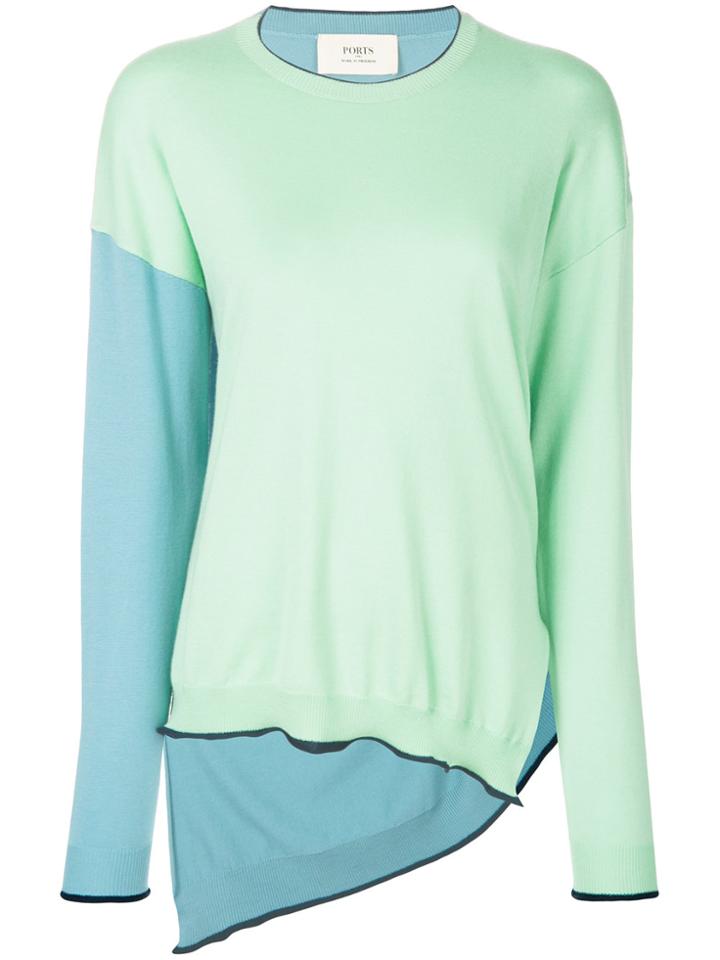 Ports 1961 Color-blocked Sweater - Green