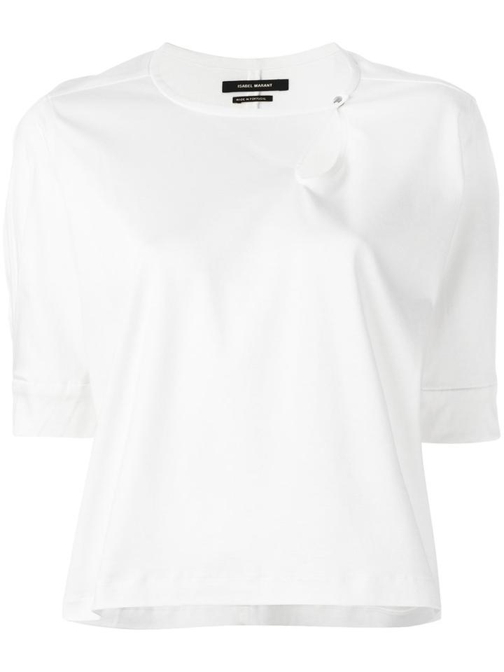 Isabel Marant Off Centre Keyhole Detail T-shirt, Women's, Size: 38, White, Cotton