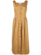 Sea Front Button Dress - Brown