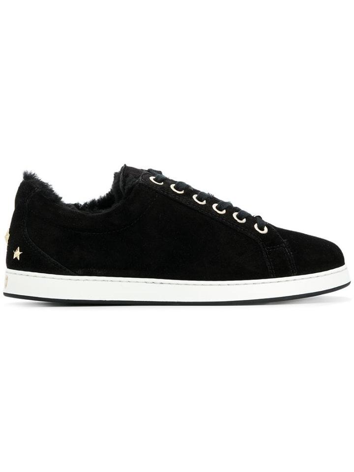 Jimmy Choo Portman Lamb Fur Sneakers - Black