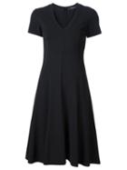 Derek Lam Flared V-neck Dress, Women's, Size: 42, Black, Viscose/polyamide/spandex/elastane