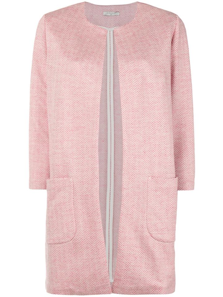Circolo 1901 Textured Single-breasted Coat - Pink & Purple