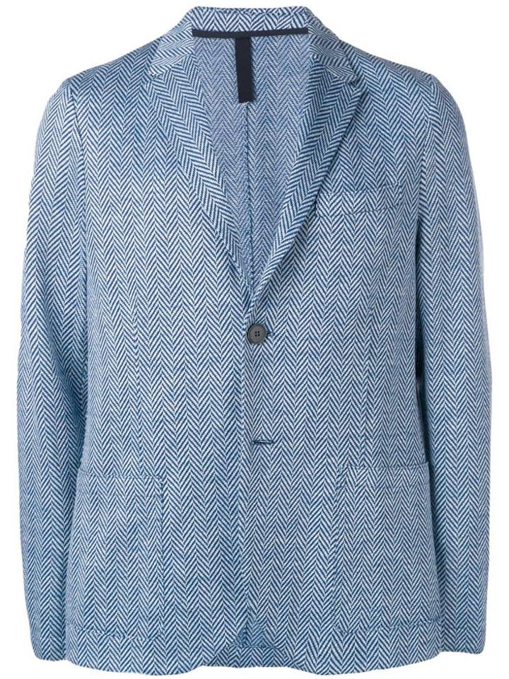 Harris Wharf London Chevron Pattern Blazer - Blue