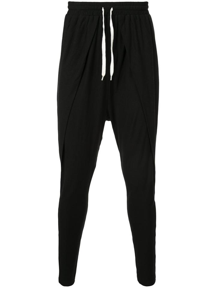 First Aid To The Injured Crop Crotch Slim Leg Track Pants - Black