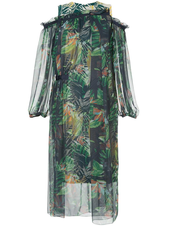 Kolor Tropical Print Layered Dress - Blue