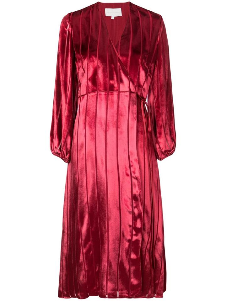 Michelle Mason Midi Wrap Dress - Red
