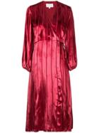 Michelle Mason Midi Wrap Dress - Red