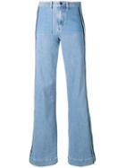 Victoria Victoria Beckham - Side Stripe Flared Jeans - Women - Cotton/spandex/elastane - 27, Blue, Cotton/spandex/elastane