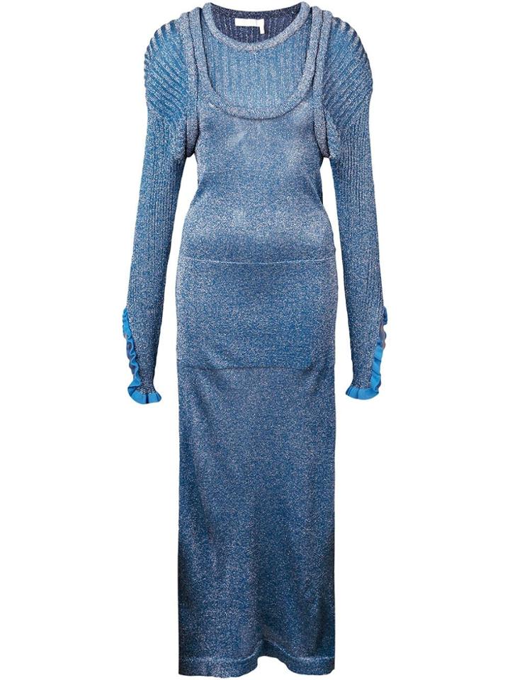 Chloé Layered-effect Dress - Blue
