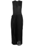 Erika Cavallini Sleeveless V-neck Pleated Dress, Women's, Size: 42, Black, Polyester/viscose/silk