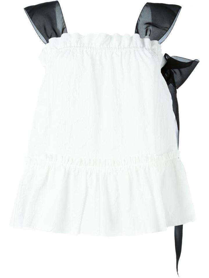 Rochas Organza Sleeveless Bow Blouse, Women's, Size: 40, White, Cotton/polyamide/silk