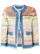 Giada Benincasa Denim-edge Embroidered Jacket, Women's, Size: Medium, Cotton/acrylic/polyamide/metallized Polyester