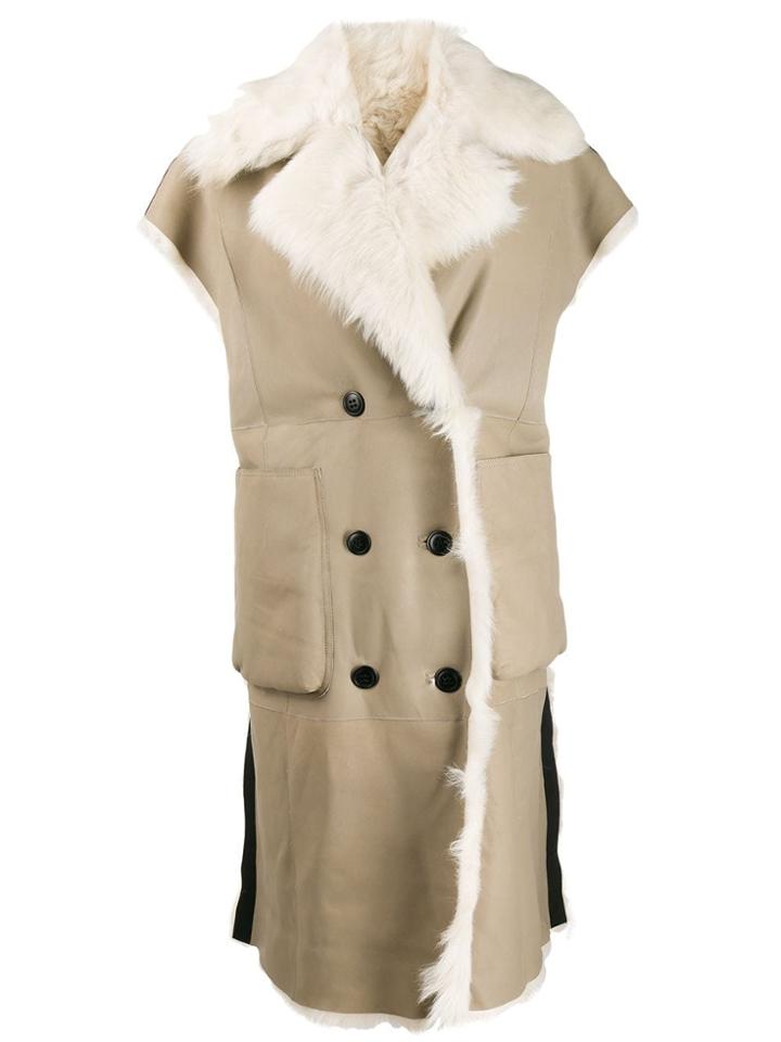 Diesel Reversible Sleeveless Shearling Coat - Neutrals