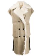 Diesel Reversible Sleeveless Shearling Coat - Neutrals