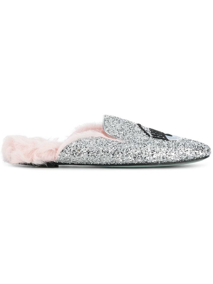 Chiara Ferragni Winking Flat Mules - Metallic