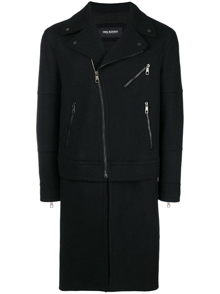 Neil Barrett Zippers Single Breasted Coat - Black
