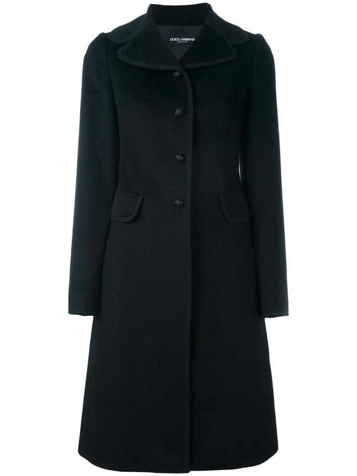 Dolce & Gabbana Single Breasted Coat, Women's, Size: 38, Black, Cashmere/silk/spandex/elastane