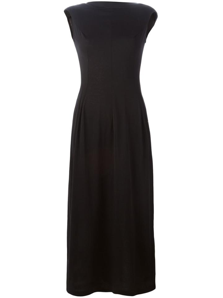 Yohji Yamamoto Vintage Fitted Boatneck Dress - Black