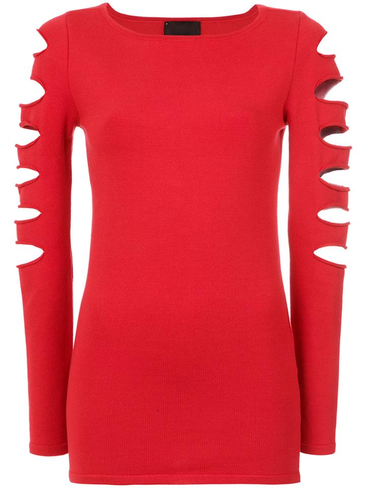 Andrea Bogosian Cut Out Details Blouse - Red