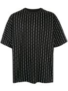 Wooyoungmi Logo Stripe Oversized T-shirt - Black