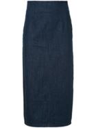 H Beauty & Youth High-waist Denim Pencil Skirt - Blue