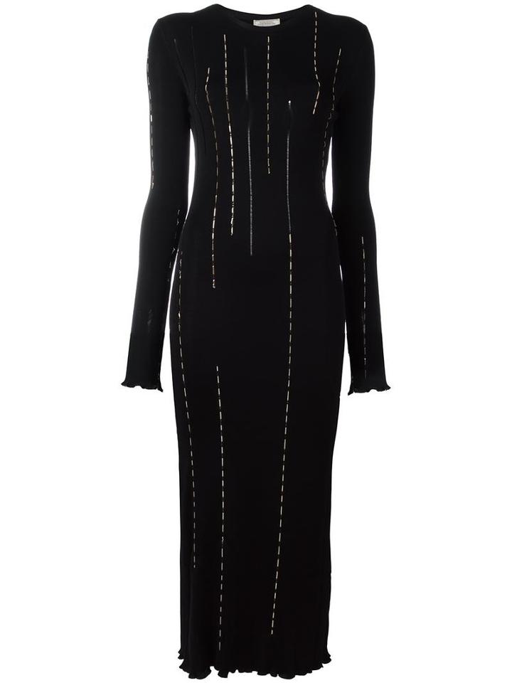 Nina Ricci Embellished Longsleeved Dress, Women's, Size: Large, Black, Viscose