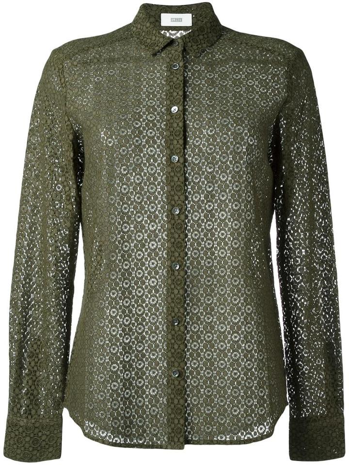 Closed Sheer Shirt, Women's, Size: Xs, Green, Cotton/nylon/viscose