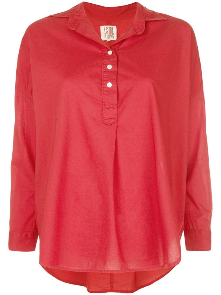 A Shirt Thing Henley Plain Shirt - Red