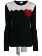 Red Valentino Knitted Heart Detailed Sweater - Black