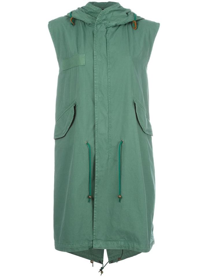 Mr & Mrs Italy Long Zipped Gilet, Women's, Size: Xs, Green, Cotton