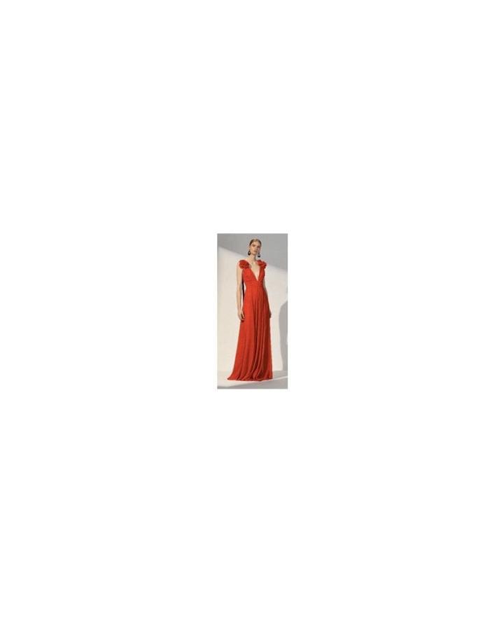 Prabal Gurung R18g04-clc Crimson V Neck Gown - Unavailable