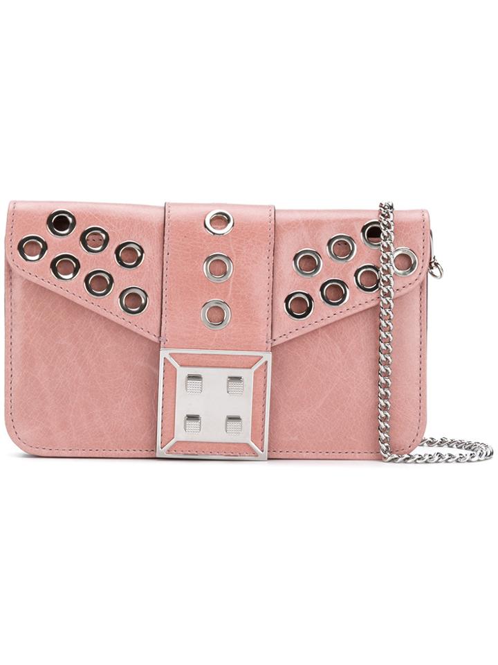 Manurina Fold Over Studded Clutch Bag - Pink & Purple